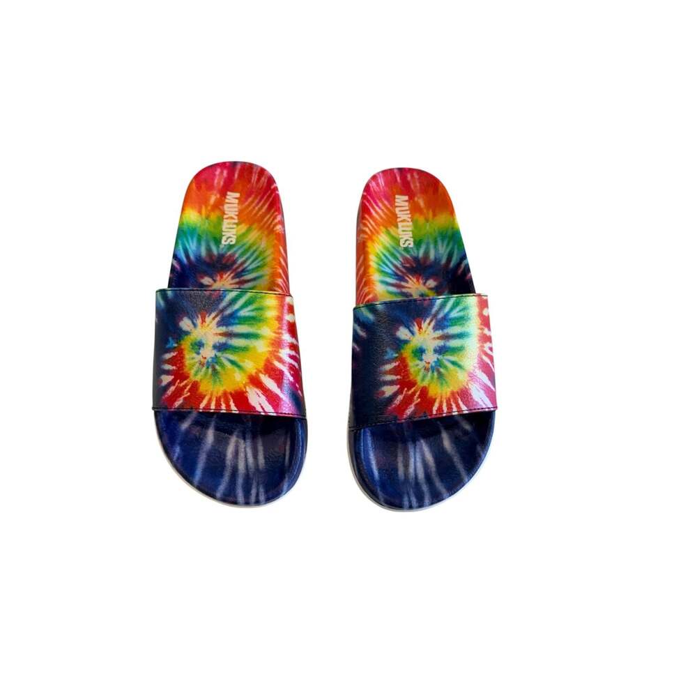 MUK LUKS Pool Party Printed Tie-Dye Slide Sandals